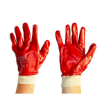 Red PVC Knit-Wrist Gloves